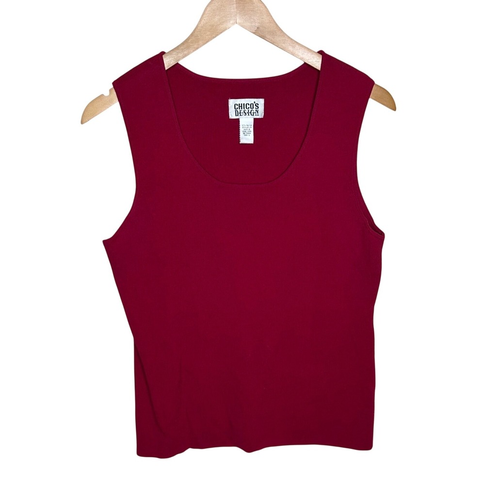 Chico's Design Scoop Neck Sleeveless Tank Blouse size 2 (US Large) Red